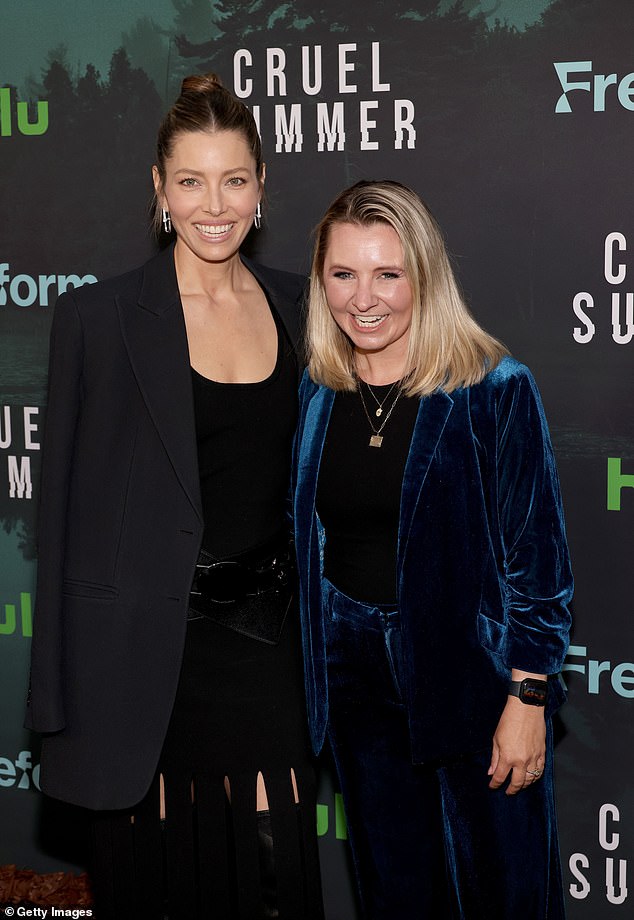 Jessica Biel and Beverley Mitchell – seen in May 2023 – both had a crush on their 7th Heaven costar Barry Watson, partner Catherine Hicks said at the 90s Con in Connecticut this weekend.