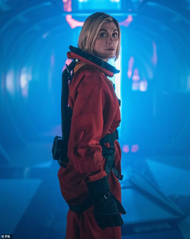 But ahead of the episode airing, Jodie has admitted her nerves after getting used to being handed a script and being told what to say (pictured in Doctor Who)