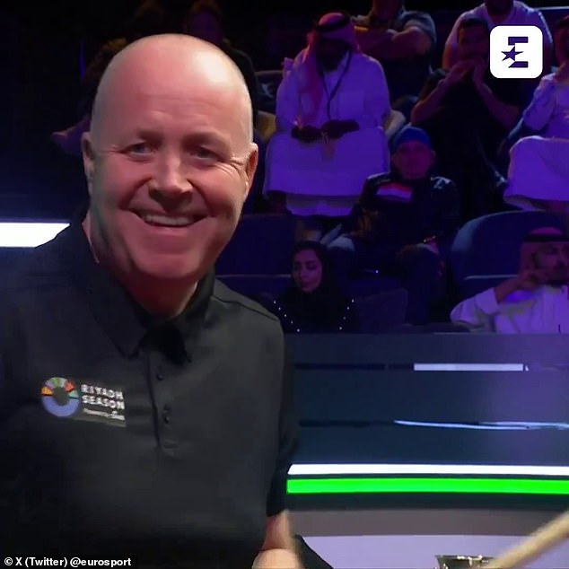 John Higgins fell short in his attempt to achieve a maximum break of 167 - and win £395,000 - at the Riyadh Season World Masters event in Saudi Arabia