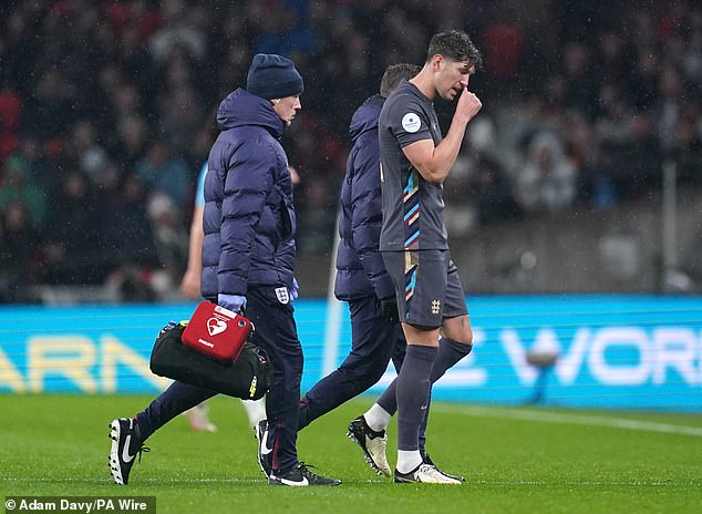 John Stones left England's match against Belgium after 10 minutes due to injury