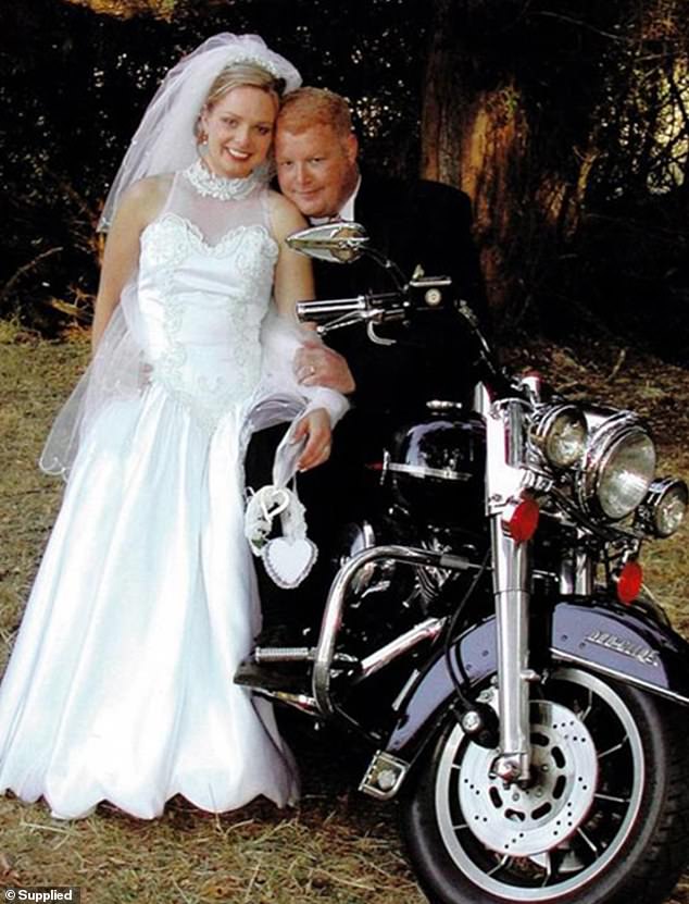 Jon Seccull and his then wife Michelle Skewes on their wedding day in 2003. The tragic death of their son years later saw them embark on an open relationship that ended in horror, a court heard