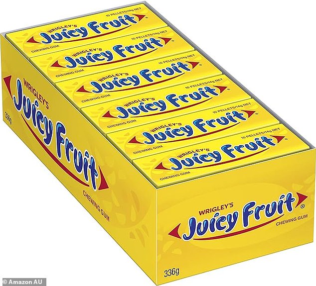 Wrigley's Juicy Fruit (pictured) and PK, sold at Woolworths and Coles, will soon lose its hard sugar shell