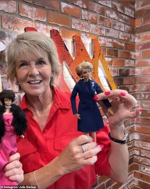 Julie Bishop (pictured) was all smiles on Monday as she was presented with her very own Barbie doll shaped in her likeness while appearing on Triple M Perth