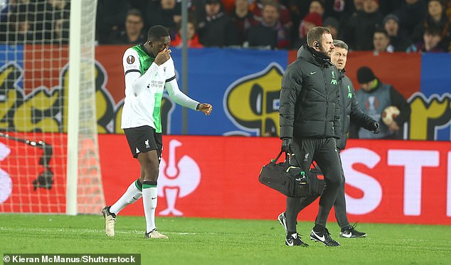 Ibrahima Konate had to leave the Europa League match between Liverpool and Sparta Prague due to injury