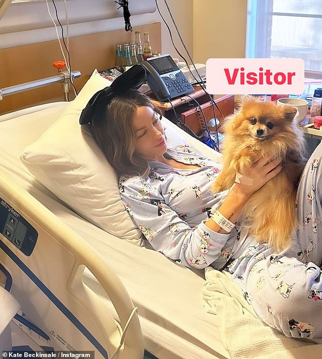 Kate Beckinsale hit back at a vile troll who claimed her beloved dog Mylf would die after her pet visited her during her mysterious hospital stay