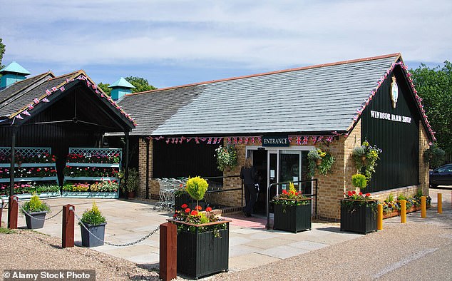 Captured by a member of the public on Saturday, the royal couple are filmed leaving Windsor Farm Shop (pictured), which is a short drive from their Adelaide Cottage home in the grounds of Windsor Castle, and returning to their car.