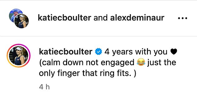 Katie Boulter celebrates four year anniversary with boyfriend Alex de Minaur
