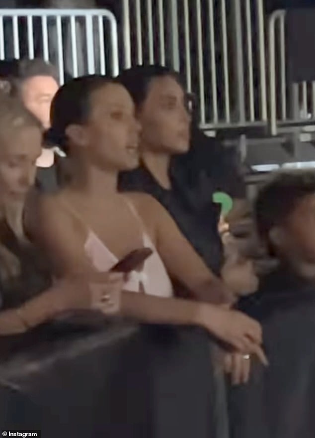 Kim and Bianca stood next to each other and chatted during the listening party, marking the first time they have been pictured together