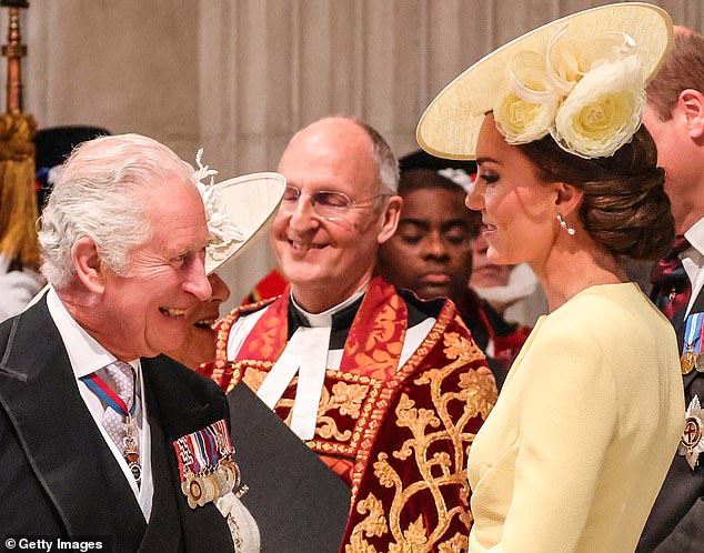 Charles and Catherine at St Paul's Cathedral for a service of thanksgiving to the Queen in June 2022