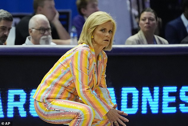 LSU head coach Kim Mulkey during Sunday's second-round game, a day after her public tirade.