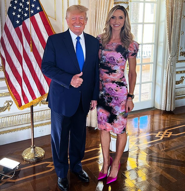 Lara Trump, 41, with her father-in-law, former President Donald Trump, after he left office