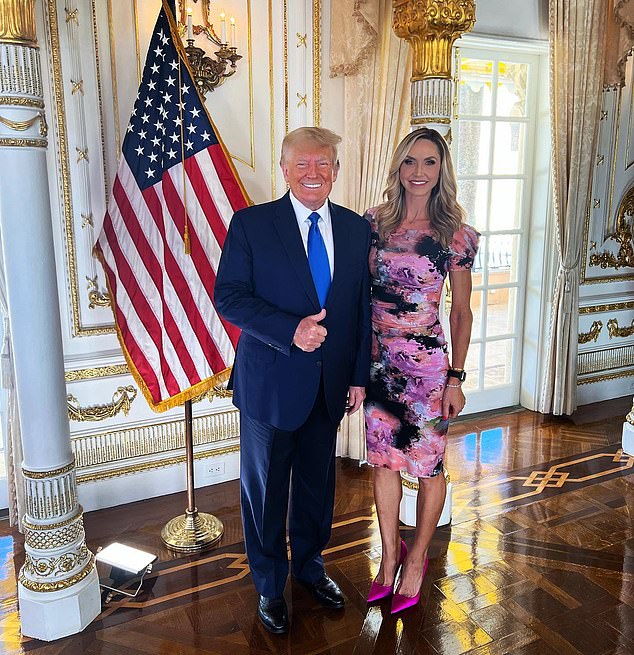 Donald Trump with his daughter-in-law Lara Trump.  On Friday she was elected co-chair of the Republican National Committee, cementing her takeover of the party apparatus.