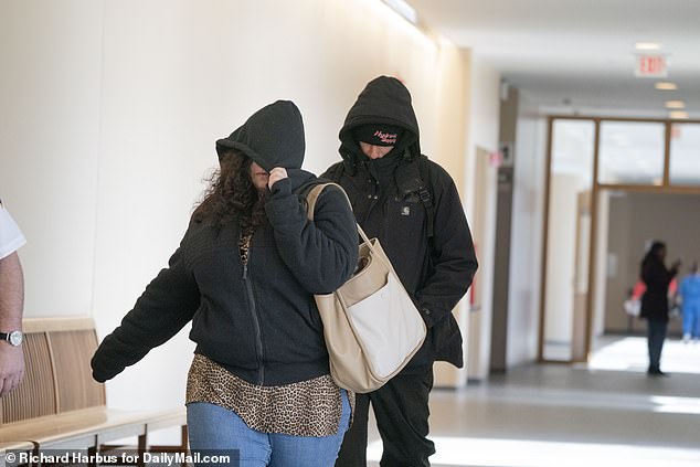 Mackey and Nieves are seen here as they arrive at Suffolk County Criminal Court for their hearing on March 8, 2024.