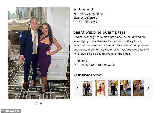 The One Love is Blind star is being ridiculed after a woman found a photo of her in a dress review on fast fashion website Lulus.