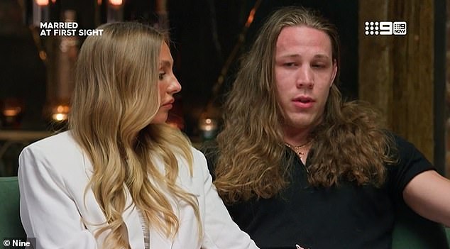 MAFS couple Jayden Eynaud and Eden Harper stunned their castmates during Sunday's episode when they made a shocking confession.  The professional boxer told relationship experts his wife Eden asked him to keep his secret – or she would leave him.  Both in the photo