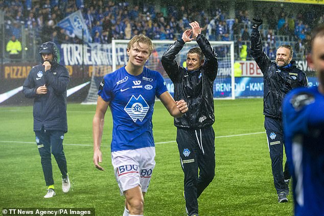 Ole Gunnar Solskjaer (centre) managed Erling Haaland (second from left) for two seasons at Molde