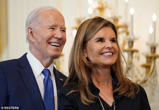 Maria Shriver joined President Joe Biden at the White House on Monday for his signing of a new executive order on women's health.