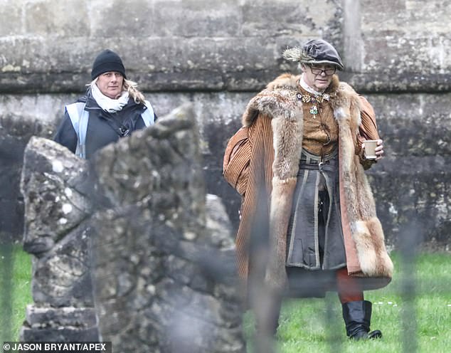 Mark Rylance transformed into Thomas Cromwell to reprise his role in the Wolf Hall sequel as filming for the wedding scene got underway at Wells Cathedral on Thursday