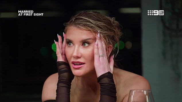 The Married At First Sight finale dinner didn't disappoint, as Lauren Dunn (pictured) blamed her husband Jono McCullough for texting another girlfriend behind her back.
