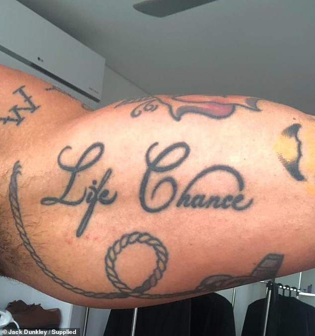 The Gold Coast-based personal trainer's journey into the world of ink began at the age of 17 when he got the words 'Life Chance' emblazoned on his bicep