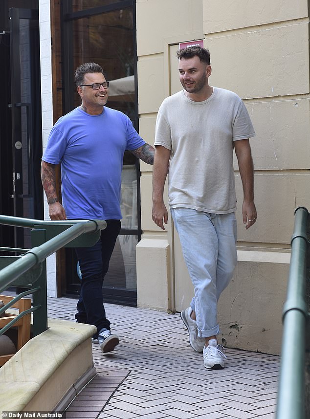 Married at First Sight star Tristan Black showed off his impressive weight loss as he stepped out with co-star Timothy Smith in Sydney.  Both in the photo