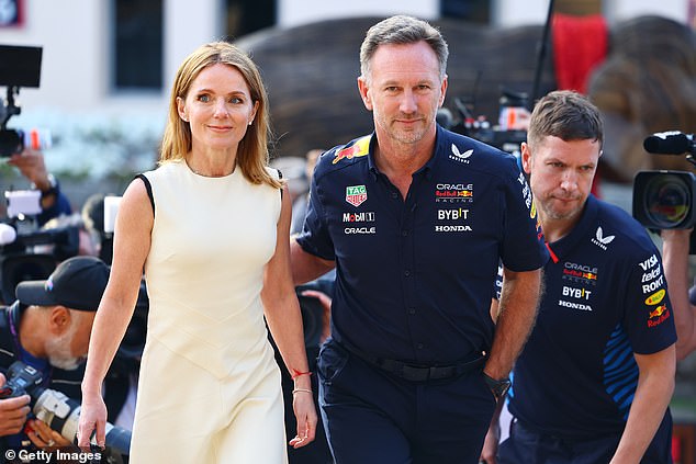 Embattled Red Bull team principal Christian Horner was accompanied by his wife Geri in Bahrain.