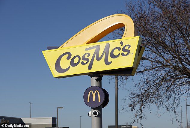 McDonald's opened its second CosMc store in Dallas, Texas, after attracting hours-long waits for the first time.  Pictured: Its location in Bolingbrook, Illinois
