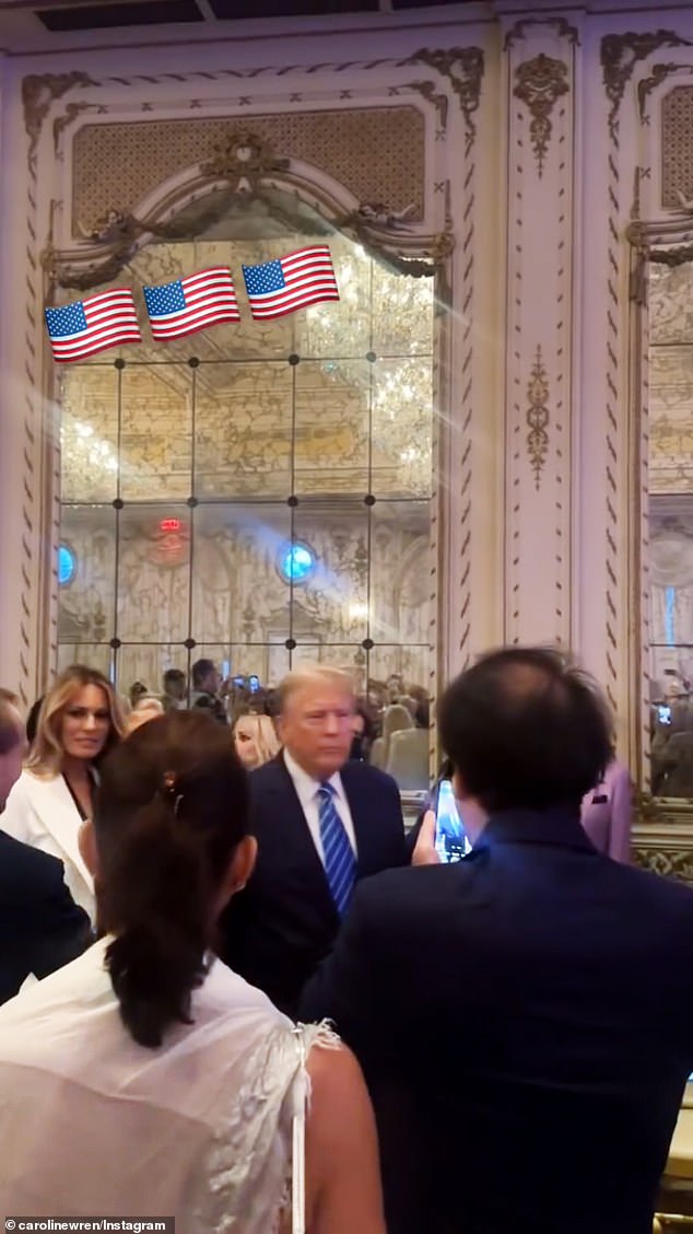 Melania Trump was seen alongside her husband Donald on Friday night at a formal dinner at Mar-a-Lago where the former president hosted Hungarian Prime Minister Viktor Orbán.