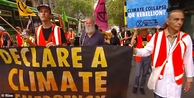 Melbourne CBD protest Extinction Rebellion climate change activists block off