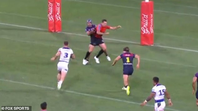 The NRL has threatened Jahrome Hughes with a ban for shoving referee Chris Butler