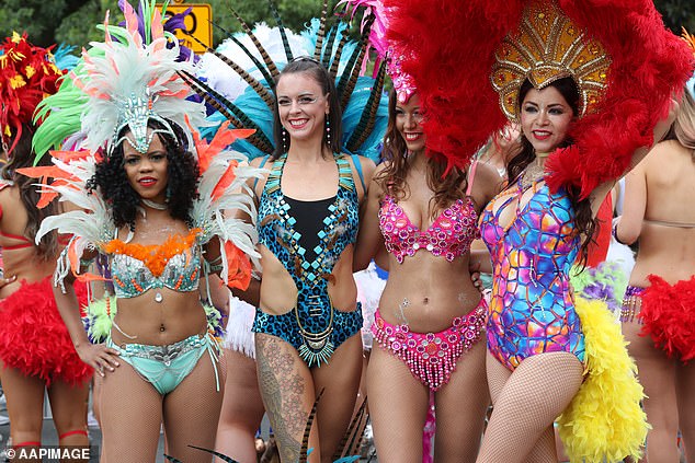 Melbourne's Moomba Parade has been canceled for Monday after a severe heatwave hit the city (pictured, participants in the previous Moomba parade)
