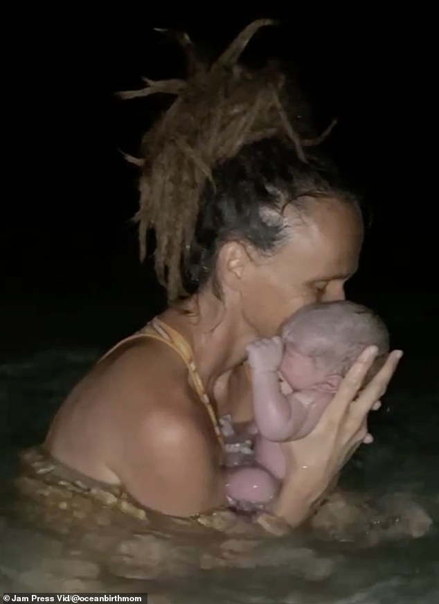 Josy Cornelius welcomed her baby Maui after giving birth to him in the Caribbean Sea at 2 a.m.