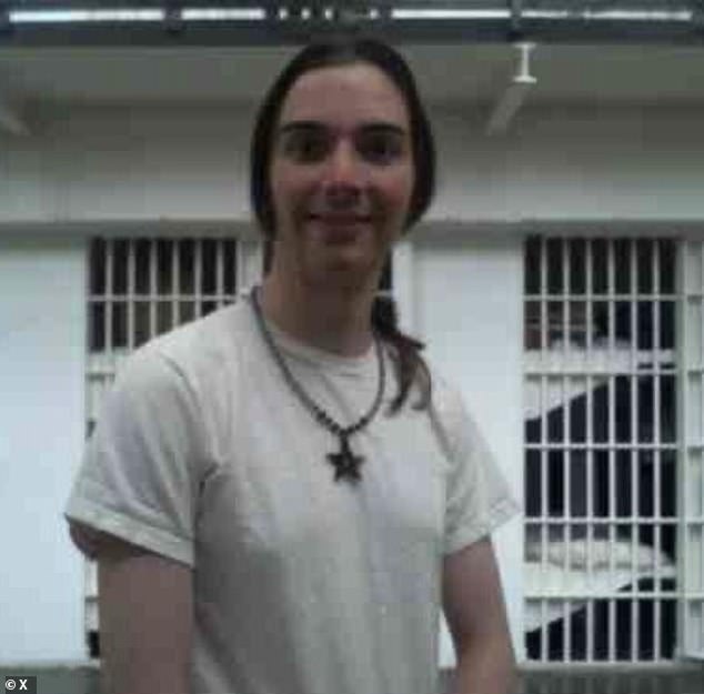 The convicted murderer who murdered his parents before becoming a woman was caught having sex with an inmate at a Washington state women's prison. (In the photo: Kim in prison, after the 'transition')