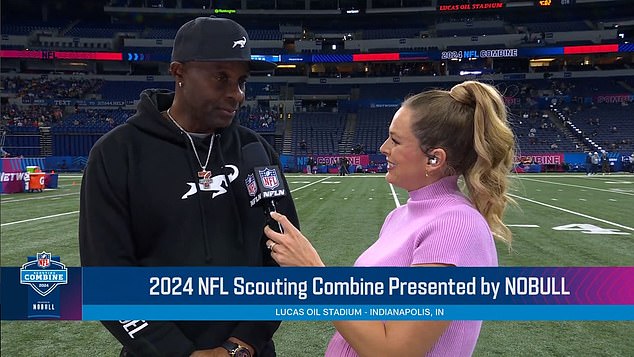 NFL Hall of Famer Jerry Rice spoke with his son Brenden Rice during the 2024 NFL Combine.