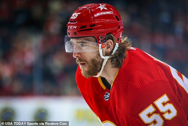 Calgary Flames blueliner Noah Hanifin (pictured) is on his way to the Vegas Golden Aces