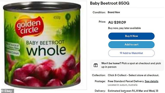 Whole baby beets sell online for $39.09 (pictured)