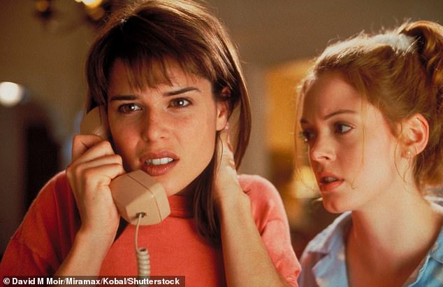 Neve Campbell has announced her shock return to the Scream franchise after leaving the franchise in a row over her pay (pictured in Scream 1 in 1996 with Rose McGowan)