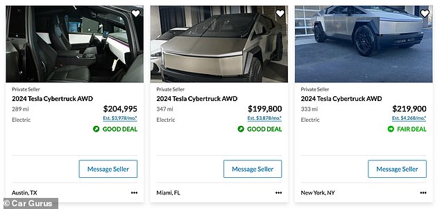 Many Cybertruck owners have listed the vehicle for resale on sites like Car Gurus.  Some appear to be dealerships, while others appear to be private sellers.