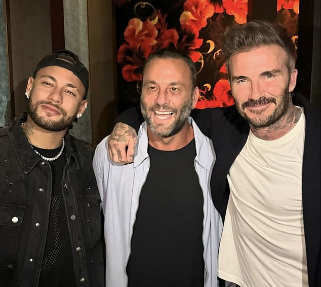 Neymar was out with David Beckham in Miami on Wednesday night at a steakhouse.