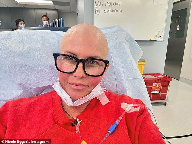 Nicole Eggert shared her first selfie since shaving her hair amid her fight against stage two cribriform carcinoma breast cancer