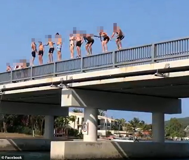 An adult man died after jumping from the Noosa Sound Bridge (pictured), a popular tourist activity, on Sunday.