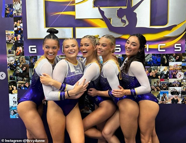 She smiled as she posed with her teammates and LSU picked up a win against UNC at home.