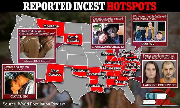 Incest is legal to some extent in 19 states, some of which are hot spots for the practice.