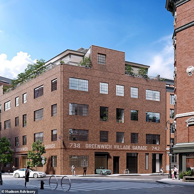 A dilapidated parking garage in New York's West Village is set for a luxurious transformation into exclusive condominiums that could fetch up to $57.5 million per month.  Image, artist's impression