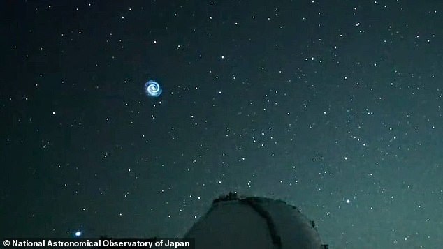 In January 2023, SpaceX left a blue-tinted spiral above Maunakea in Hawaii following the launch of a new satellite.