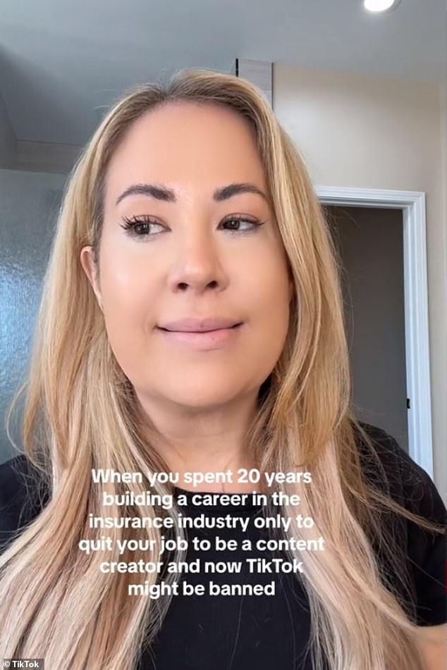 Outraged US TikTok influencers vented their frustration after legislation that could ban the platform passed the House with overwhelming support on Wednesday.  Pictured: Michelle York, who quit her job in the insurance industry to become a TikTok influencer