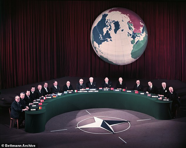 Leaders of NATO countries meet at the Palai de Chaillot in 1957. The then Prime Minister of the United Kingdom, Harold Macmillan, is second from the right.