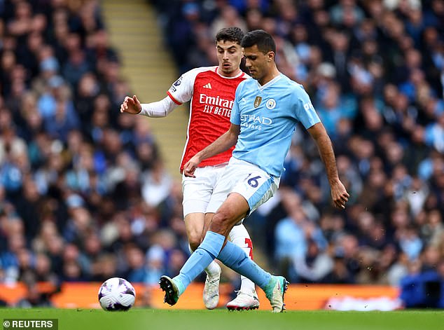Rodri led the match for the hosts but they were unable to break through the Arsenal defence.