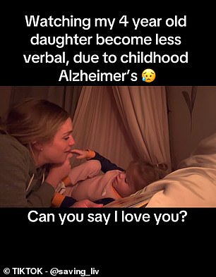 In a viral TikTok video, Erin Stoop asks her daughter Olivia if she can say 'I love you'