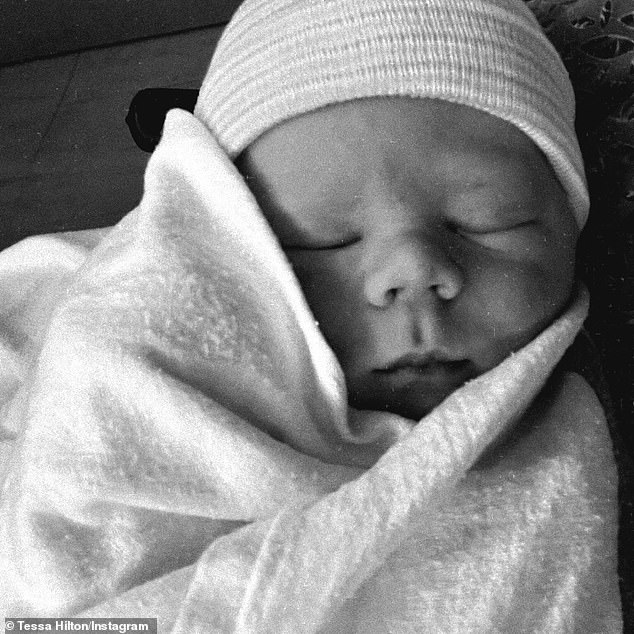 The 34-year-old estate agent's wife of five years, Tessa Gräfin von Walderdorff, announced on Sunday that their son Apollo Winter Hilton officially arrived last Friday